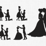 Couple Silhouette Bundle Embroidery Design - 5 sizes