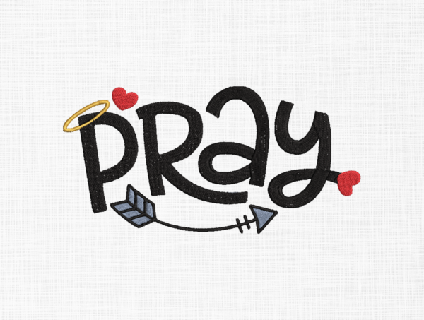 Pray Embroidery Design - 5 Sizes
