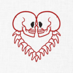 Skeleton Bones With Hearts Embroidery Design - 5 Sizes