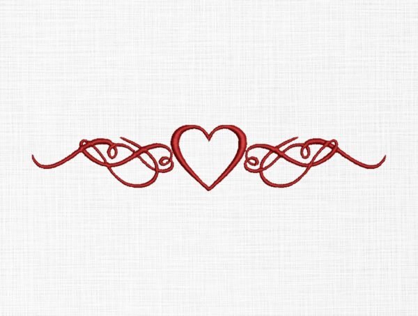 Heart Swirls Accent Embroidery Design - 5 Sizes