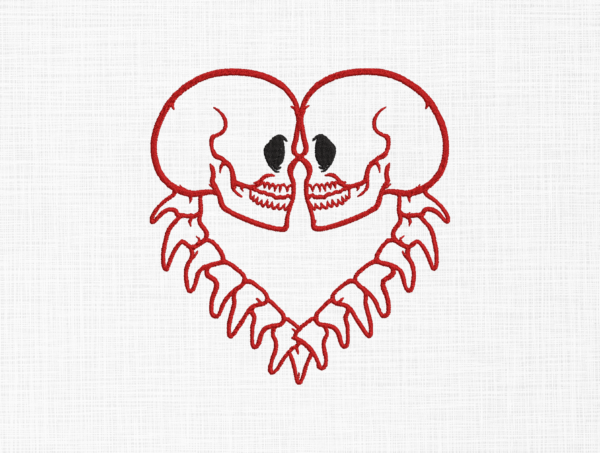 Skeleton Bones With Hearts Embroidery Design - 5 Sizes