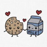 Milk & Cookie With Love Embroidery Design - 5 Sizes