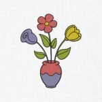 Flowers With Vase Embroidery Design - 5 Sizes