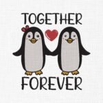 Together Forever Penguins Embroidery Design - 5 Sizes