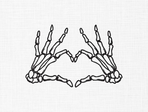 Skeleton Hands With Hearts Embroidery Design - 5 Sizes