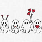 Valentines Ghost Embroidery Design - 5 Sizes