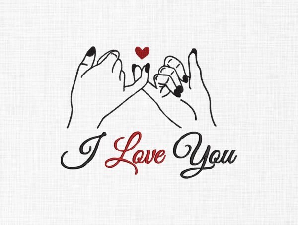 I Love You Fingers Heart Embroidery Design - 5 Sizes