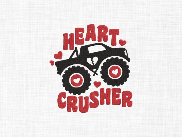 Heart Crusher Embroidery Design - 5 Sizes