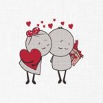 Cute Valentine Couple Embroidery Design - 5 Sizes