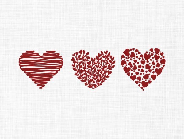 Red Hearts Bundle Embroidery Design - 5 Sizes