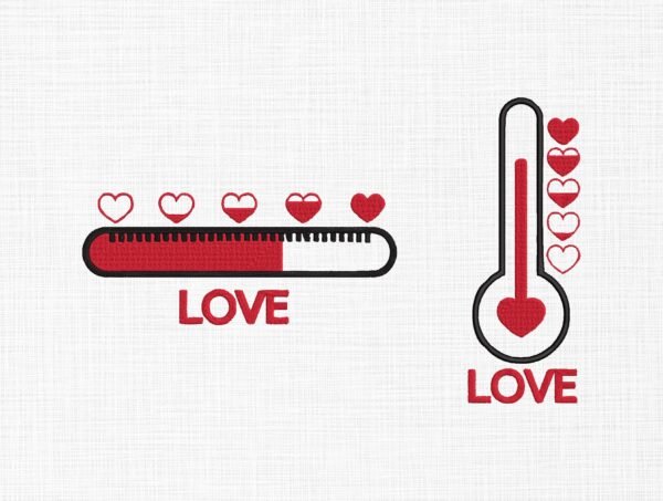 Love Thermometer Embroidery Design - 5 Sizes