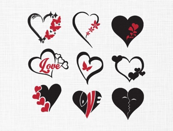 Valentine Hearts Bundle Embroidery Design - 5 Sizes