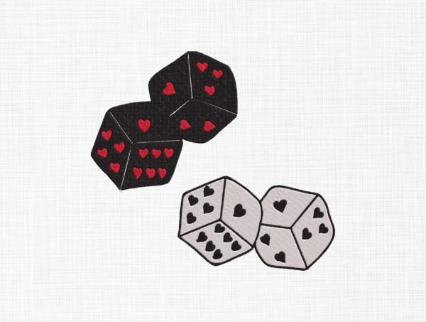 Hearts Dice Bundle Embroidery Design - 5  Sizes