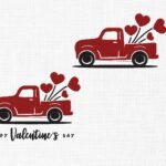 Valentine's Day Truck With Hearts Embroidery Design - 5 Sizes