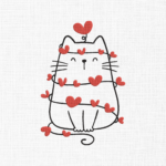Valentine cat Embroidery Design - 5 Sizes