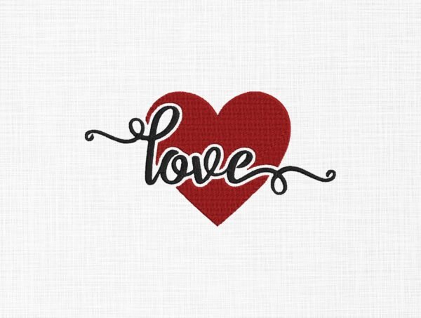 Love Heart Valentine Embroidery Design - 5 Sizes