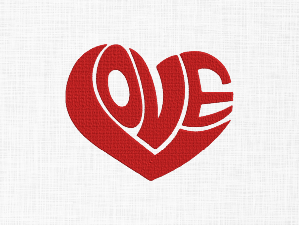 Love Heart Embroidery Design - 5 Sizes