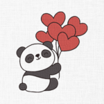 Panda with Balloons Embroidery Design - 5 Sizes