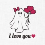 Valentine Boo With Balloons Embroidery Design - 5 Sizes