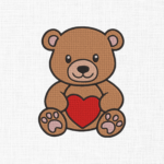 Bear with heart Embroidery Design - 5 Sizes