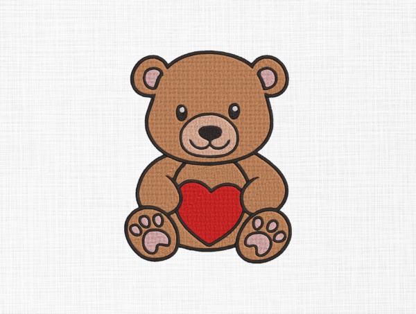 Bear with heart Embroidery Design - 5 Sizes