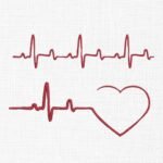 Heartbeat Line With Heart Embroidery Design - 5 Sizes