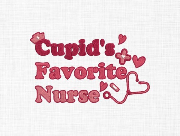 Cupids Favorite Nurse Embroidery Design - 5 Sizes