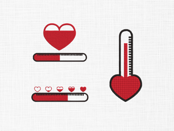 Heart Thermometer Embroidery Design - 5 Sizes