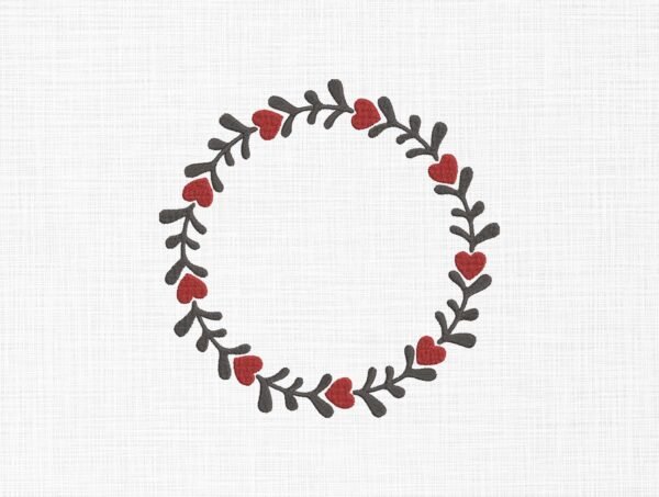 Valentine Wreath Embroidery Design - 5 Sizes