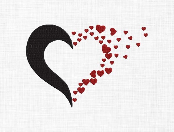 Flying Valentine's Hearts Embroidery Design - 5 Sizes