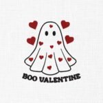 Cute Ghost Valentine Embroidery Design - 5 Sizes