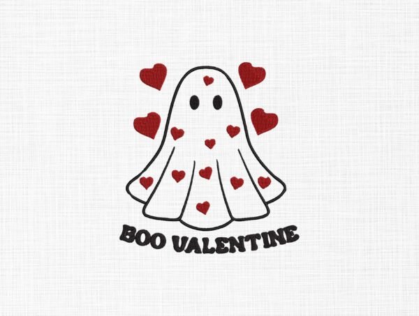 Cute Ghost Valentine Embroidery Design - 5 Sizes