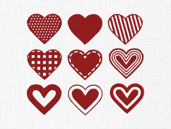 Hearts Bundle Embroidery Design - 5 Sizes