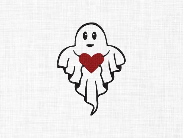 Valentine Ghost Embroidery Design - 5 Sizes