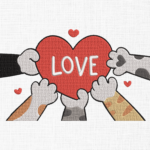 Love Cat Paw Embroidery Design - 5 sizes