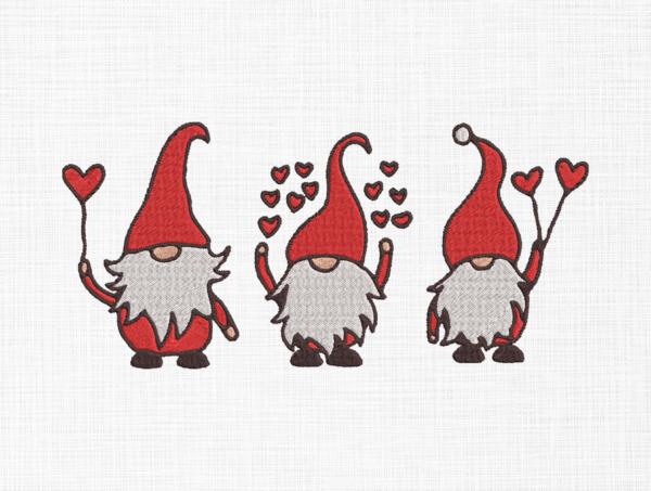 Valentines Gnomes Embroidery Design - 5 Sizes