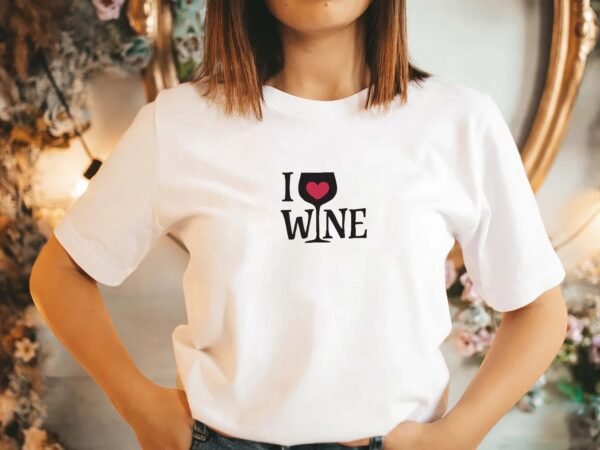 I Love Wine Embroidery Design - 5 Sizes - Image 2