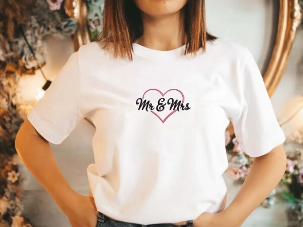 Mr. & Mrs. Love Embroidery Design -5 Sizes - Image 2