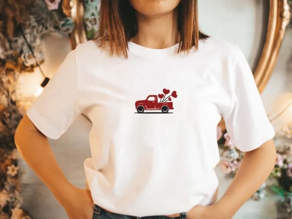 Valentine's Day Truck With Hearts Embroidery Design - 5 Sizes - Image 2