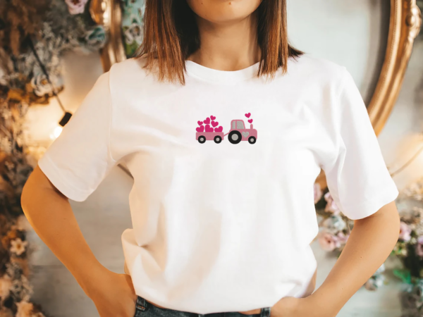 Valentine Truck with hearts Embroidery Design - 5 Sizes - Image 2
