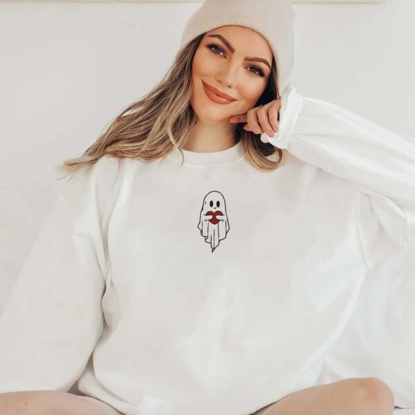 Be Mine Ghost With Heart Embroidery Design - 5 Sizes - Image 2